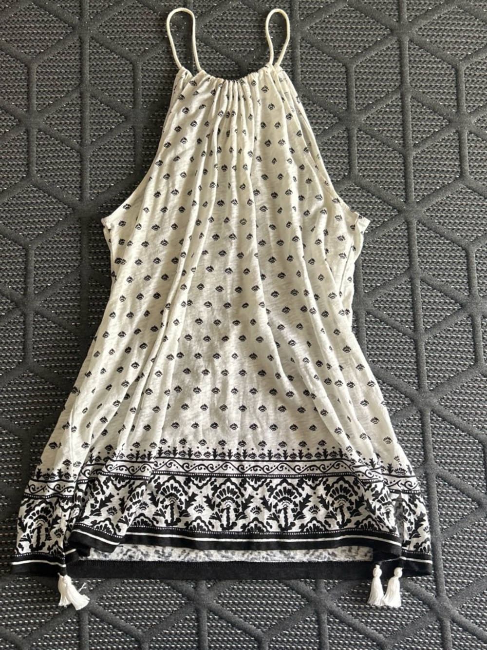Vineyard Vines Cream Halter Camisole with Black Pattern
